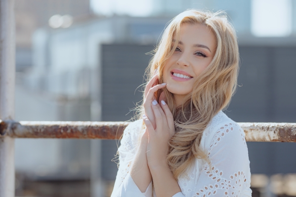 beautiful woman smiling and posing