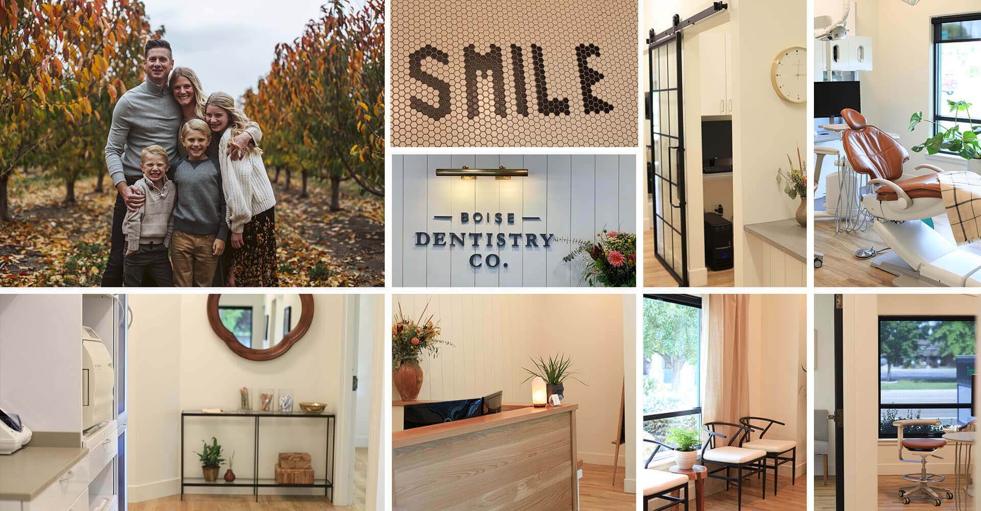 We love getting to know our patients Collage of our doctor and the Boise Dentistry Co.